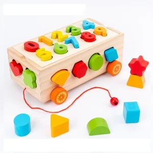 Đồ Chơi Gỗ: Xe Kéo Thả Số & Hình Khối