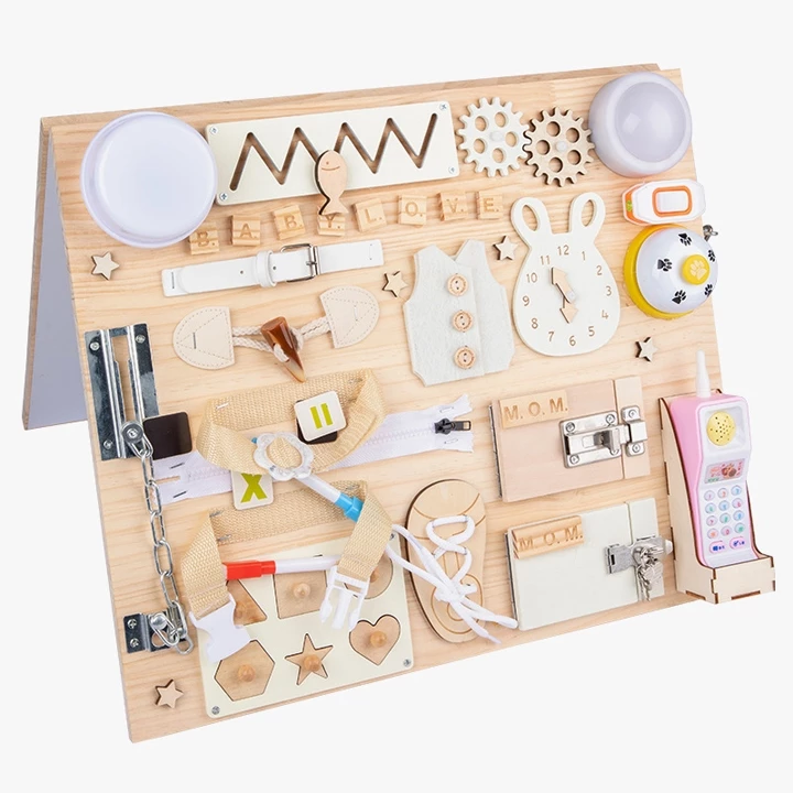 Bảng Bận Rộn Montessori Đồ Chơi Gỗ Phát Triển Kỹ Năng